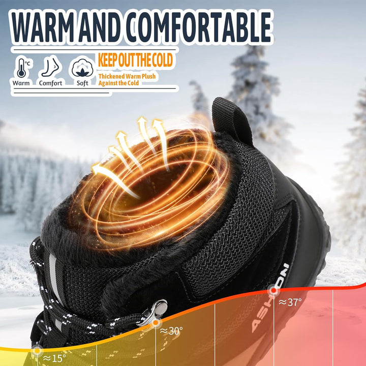 Littleplum Herren Winterschuhe Trekking Outdoor Boots Wanderstiefel Warm Gefüttert Schneestiefel Win