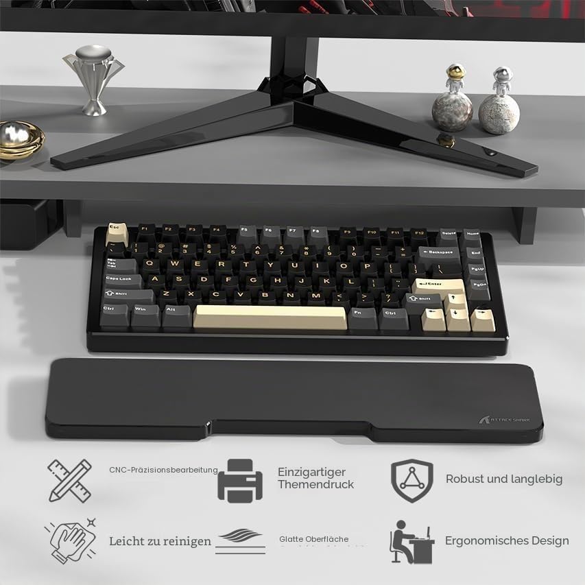 ATTACK SHARK 87 Tasten CNC Acryl-Tastatur-Handgelenkstütze, Transparente Handballenauflage, Für 80%