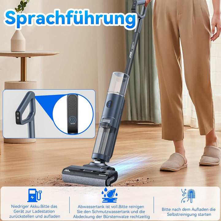 JONR ED12 Pro Nass Trockensauger Akku, Kabelloser Saugwischer, Dreikantenreinigung, Heisswasser-Selb