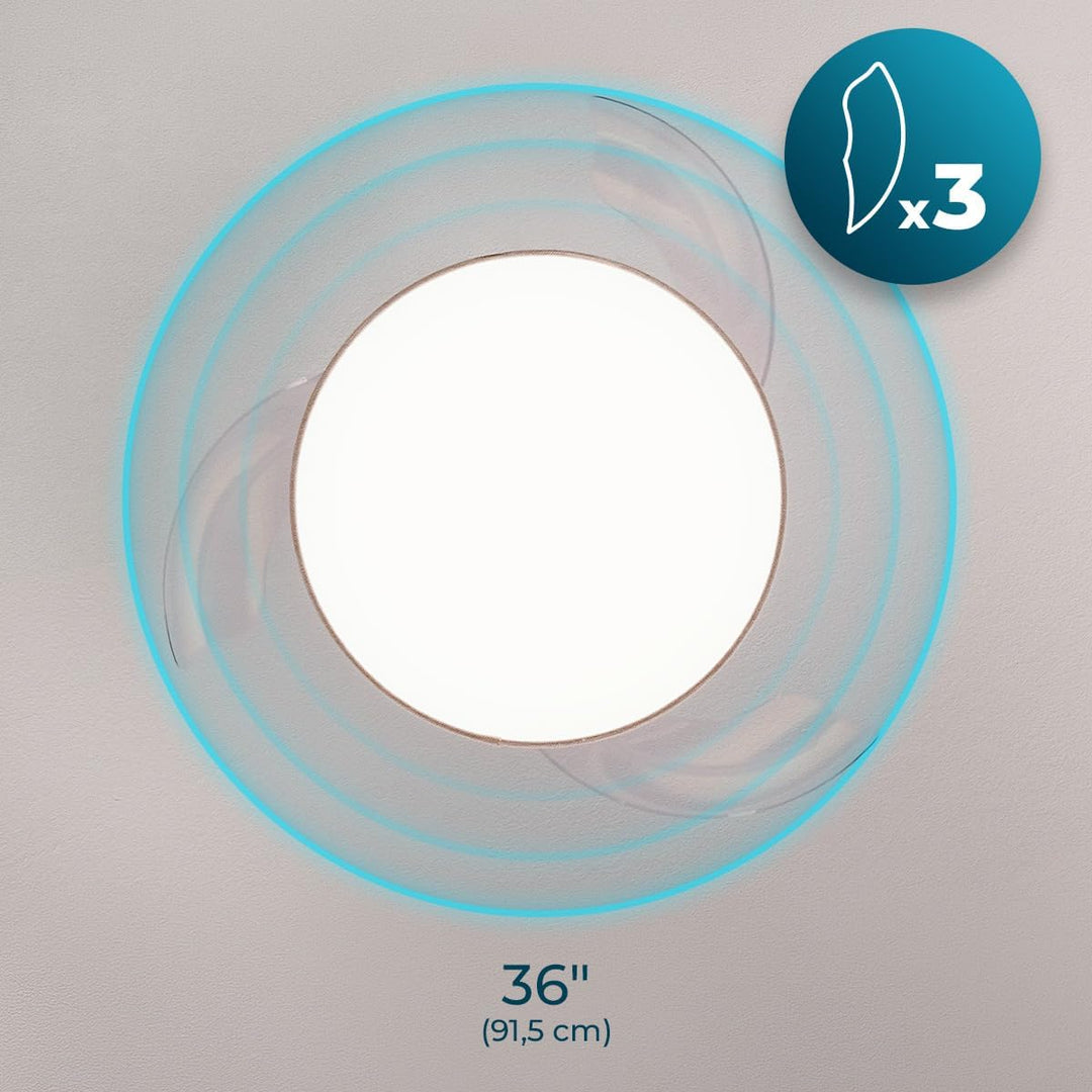 Cecotec Deckenventilator EnergySilence Aero 3666 Invisible Textile, 91 cm | LED-Licht, 3 Lichtfarben