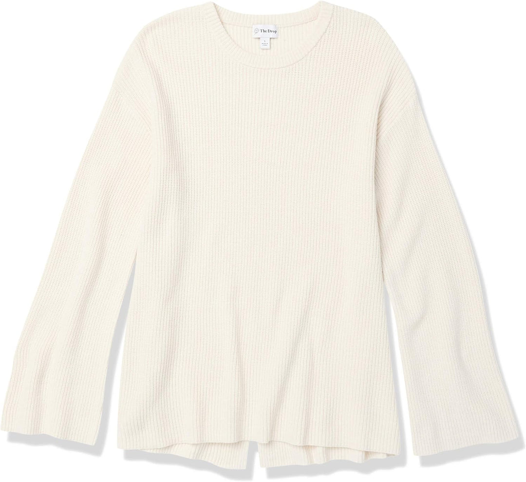 The Drop Rippstrick-Pullover Alice für Damen, Rundhalsausschnitt, geschlitzte Rückseite M Whisper Wh