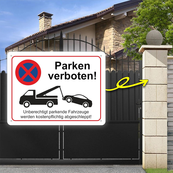 Pubblimania Parken verboten! | Schild 3mm Alu-Dibond Alu-Verbundplatte Parkverbots-Warnschild (Cm 30