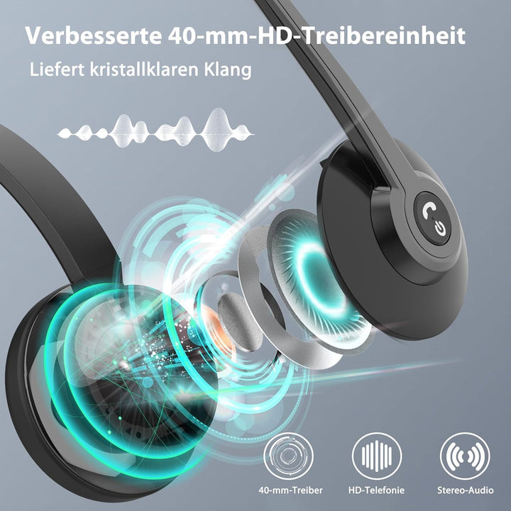 Earbay Headset mit Mikrofon Bluetooth, Kabelloses Headset mit Rauschunterdrückung, inklusive USB-Don