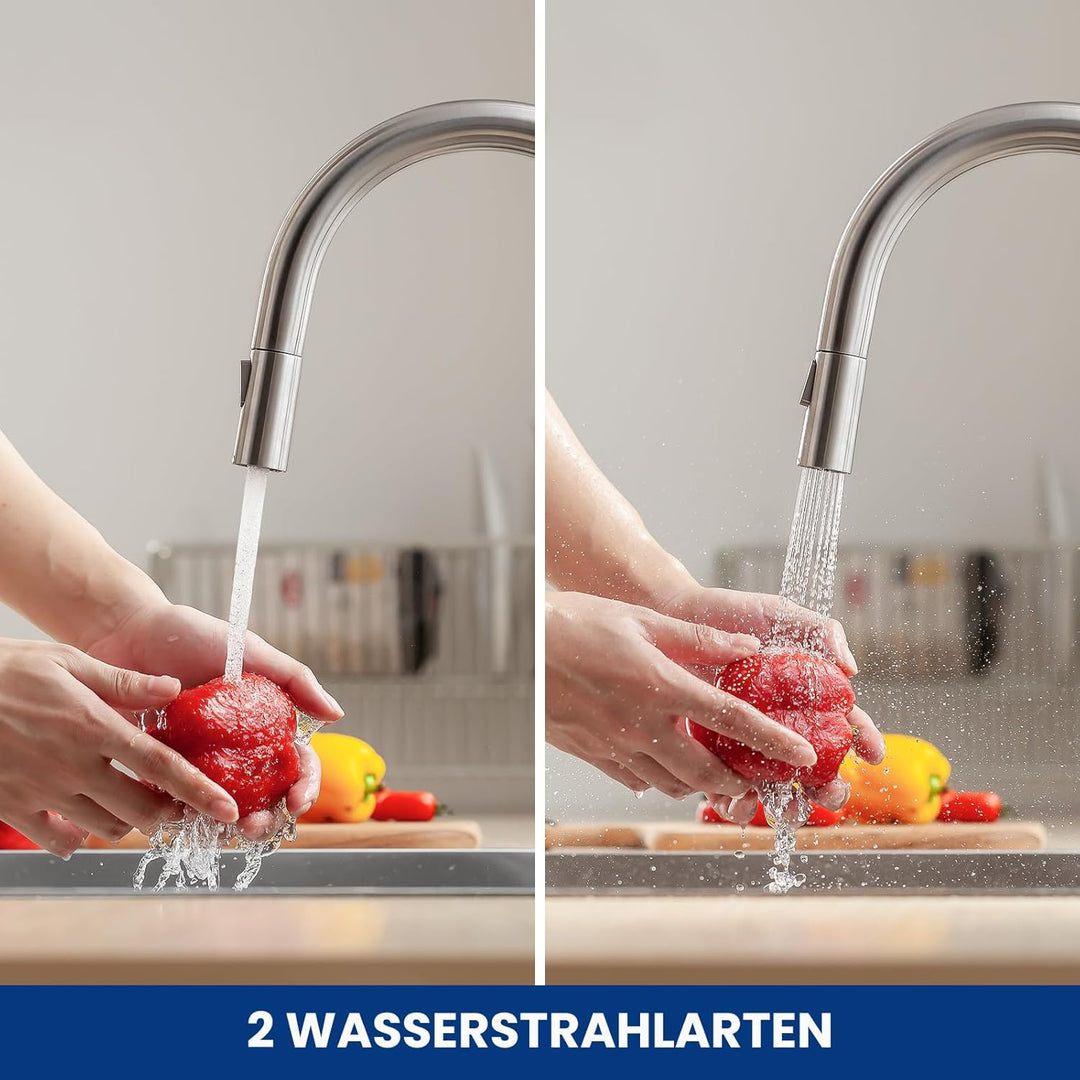 CECIPA Wasserhahn Küche Ausziehbar, Küchenarmatur mit Brause, Hochdruck Spültischarmatur Küche mit 2