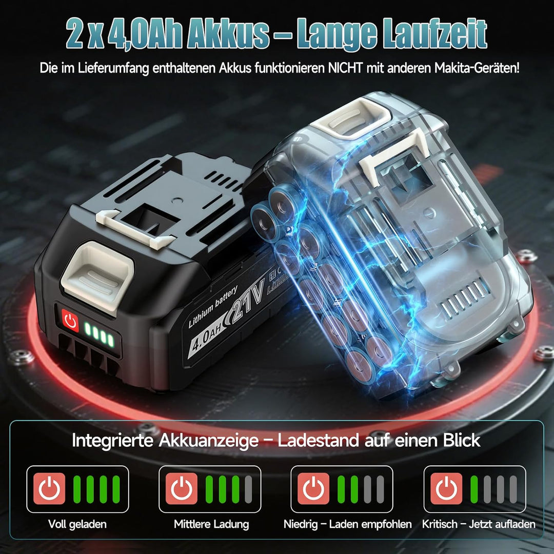 Yofuly Elektrohobel für Maa-kita 18V Batterie, 2×4.0Ah Batterie, Akku Hobel – 15000 U/min, 82mm Hobe