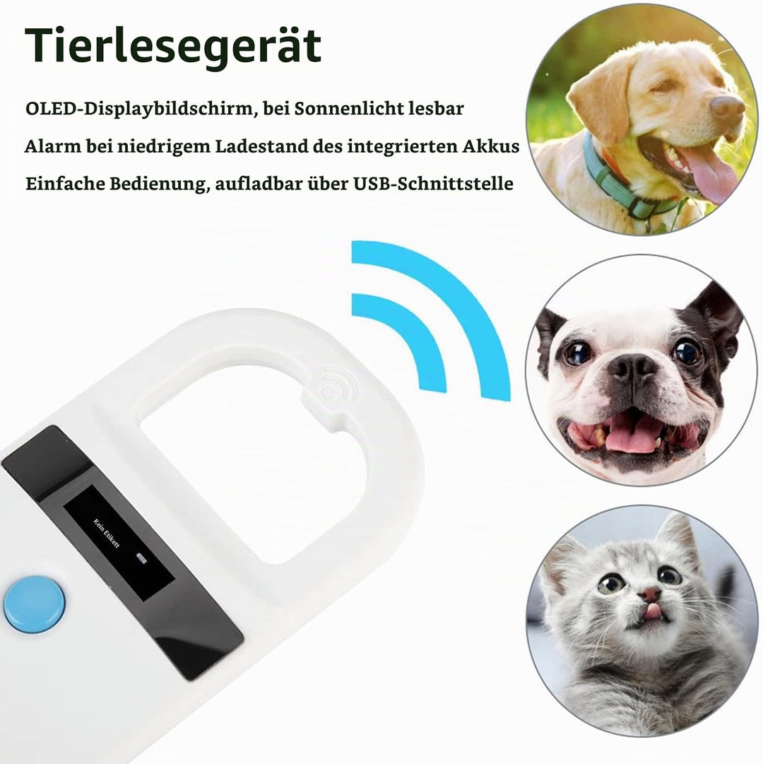 Honiwu Haustier-Mikrochip Scanner, 134,2Khz/125Khz Tier Chip Reader, Haustier-Leser, Wiederaufladbar