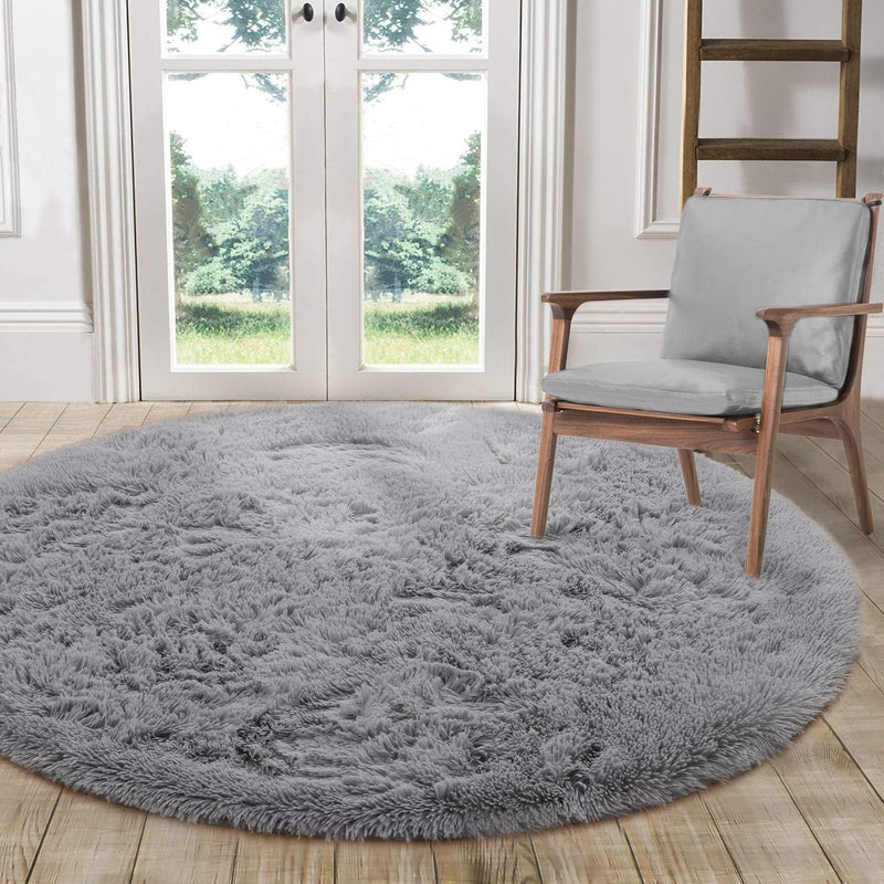 Tinyboy-hbq Runder Teppiche Hochflor Teppich wohnzimmerteppich Langflor Teppiche für Wohnzimmer flau