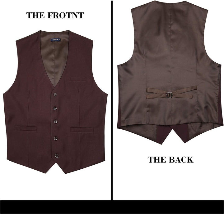 HISDERN Herren Formale Hochzeit Party Weste Baumwolle Einfarbig Weste 3XL Braun, 3XL Braun