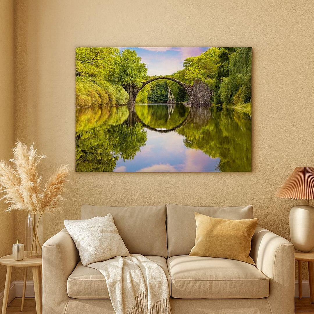 Bilder auf Leinwand Park Natur Wasser Leinwandbild mit Rahmen 70x50cm Wandbilder Dekoration Wohnzimm