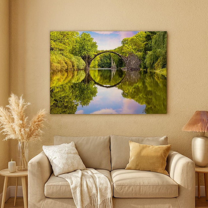 Bilder auf Leinwand Park Natur Wasser Leinwandbild mit Rahmen 70x50cm Wandbilder Dekoration Wohnzimm