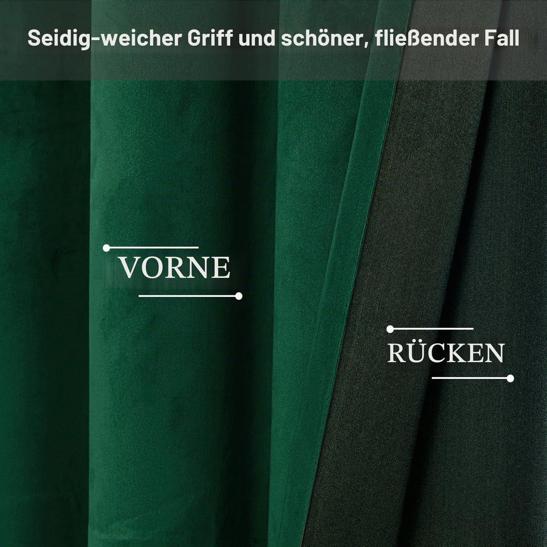 JIUZHEN Verdunklungsvorhang aus Samt,2er Set weiche blickdichte Gardinen mit Ösen für Schlafzimmer,1