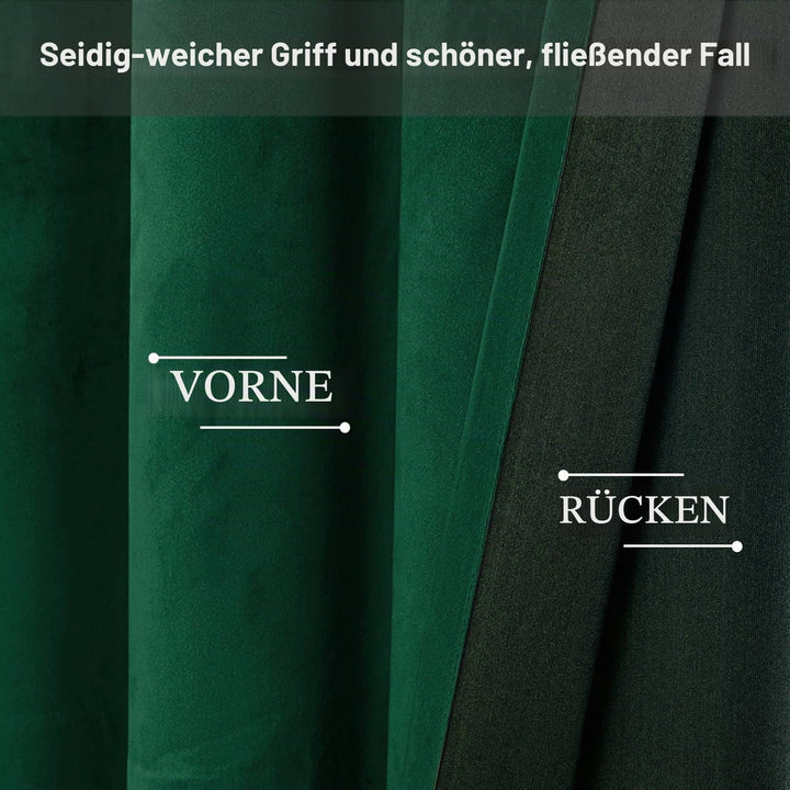 JIUZHEN Verdunklungsvorhang aus Samt,2er Set weiche blickdichte Gardinen mit Ösen für Schlafzimmer,1