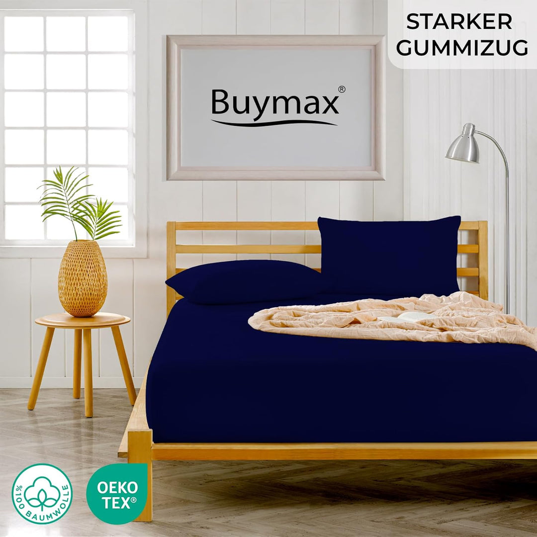 Spannbettlaken 90x200cm Doppelpack 100% Baumwolle Spannbetttuch Bettlaken Jersey, Matratzenhöhe bis
