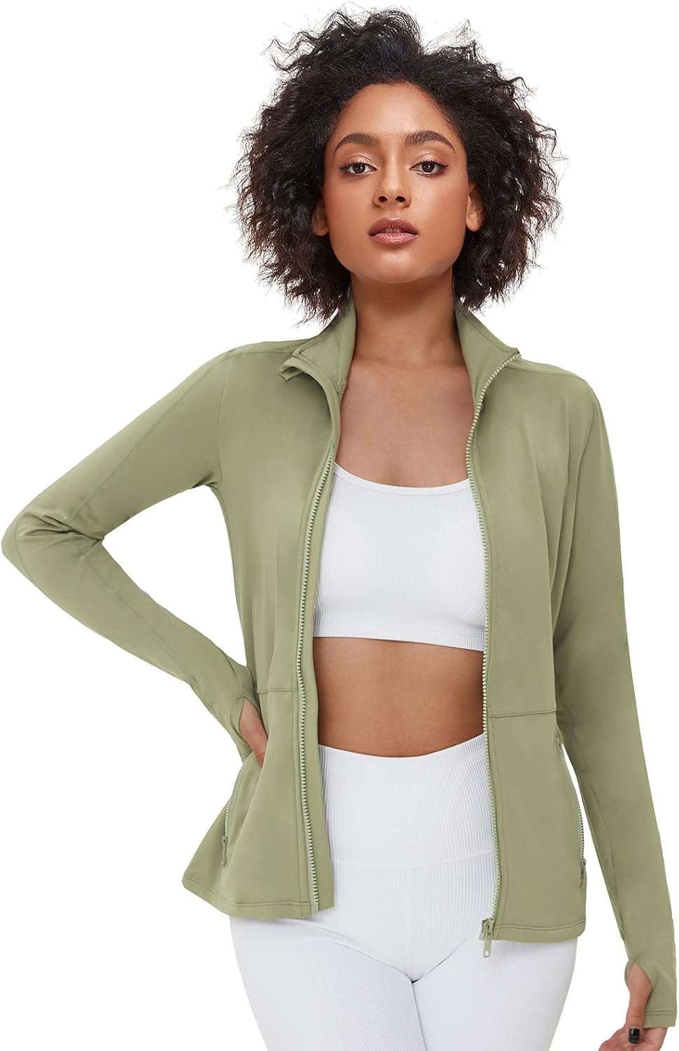 VUTRU Damen Laufjacke Hoher Kragen Leicht Sportjacke Langarm Yoga Shirt Fitness Jacke Atmungsaktive