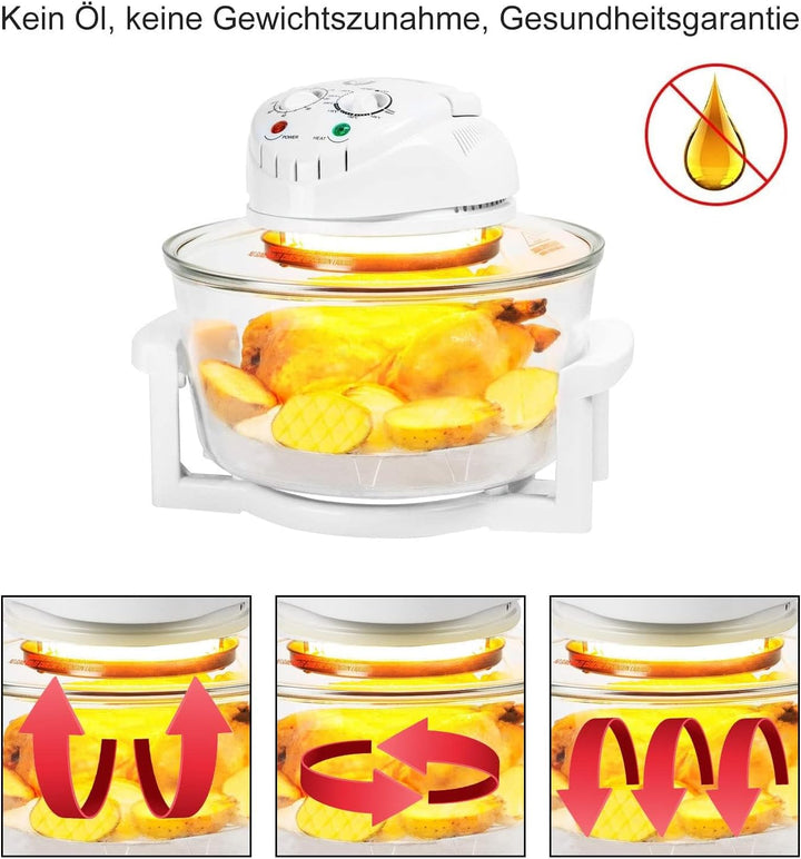 AllRight Mini Ofen, 17 Liter Halogenofen Heissluftofen Klein Halogen Oven with Extender Ring, Campin