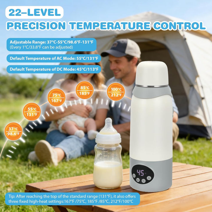 Flaschenwärmer Baby Unterwegs 500ml, 22 Stufen, Pasteurisierung, 12000mAh