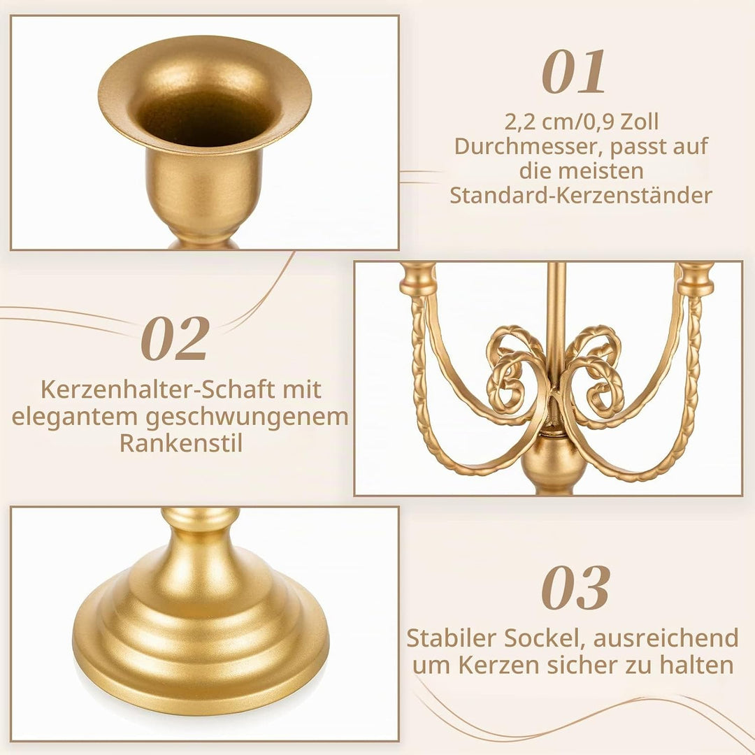 Sziqiqi Kandelaber-Kerzenhalter Aus Goldfarbenem Metall – 29,5 cm Hoch, Kerzenständer Mit 5 Armen, K
