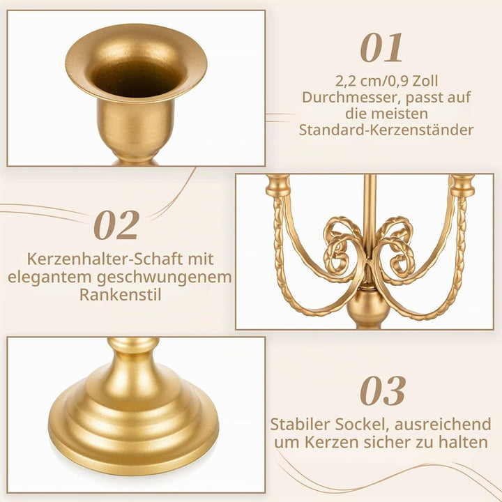 Sziqiqi Kandelaber-Kerzenhalter Aus Goldfarbenem Metall – 29,5 cm Hoch, Kerzenständer Mit 5 Armen, K