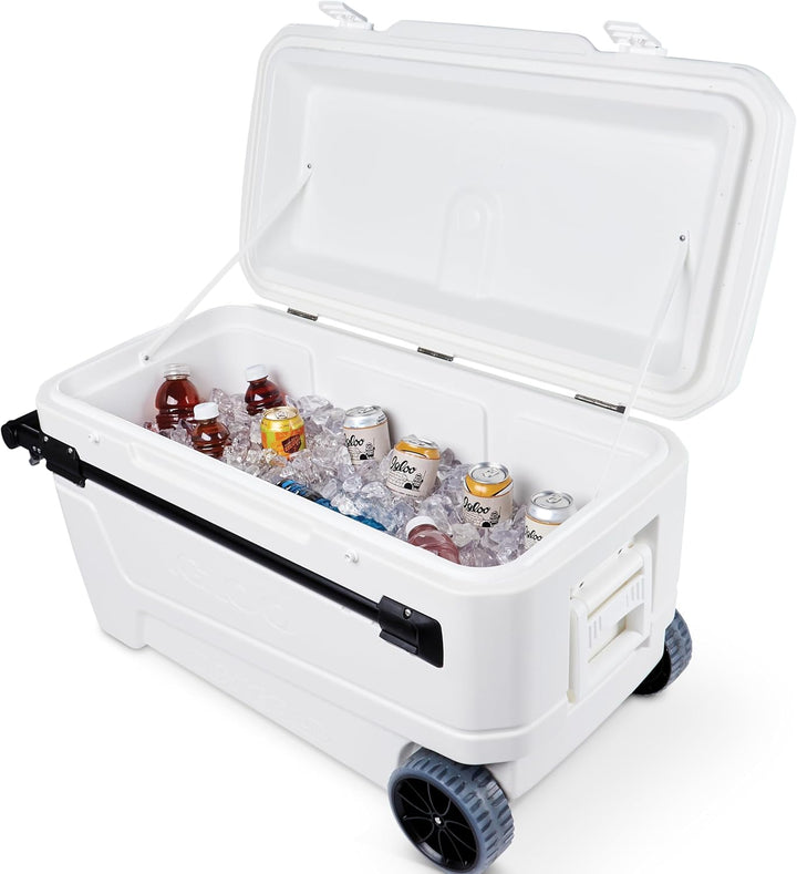 Igloo Kühlbox Glide 110 mit Teleskopgriff und grossen Rädern, 104 Liter für Boot, Angeln, Camping un