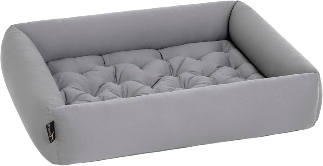Pointer | Hundebett mit Hundekissen - orthopädisch, waschbar, bequem (M - 70x60 cm, Hellgrau) M - 70
