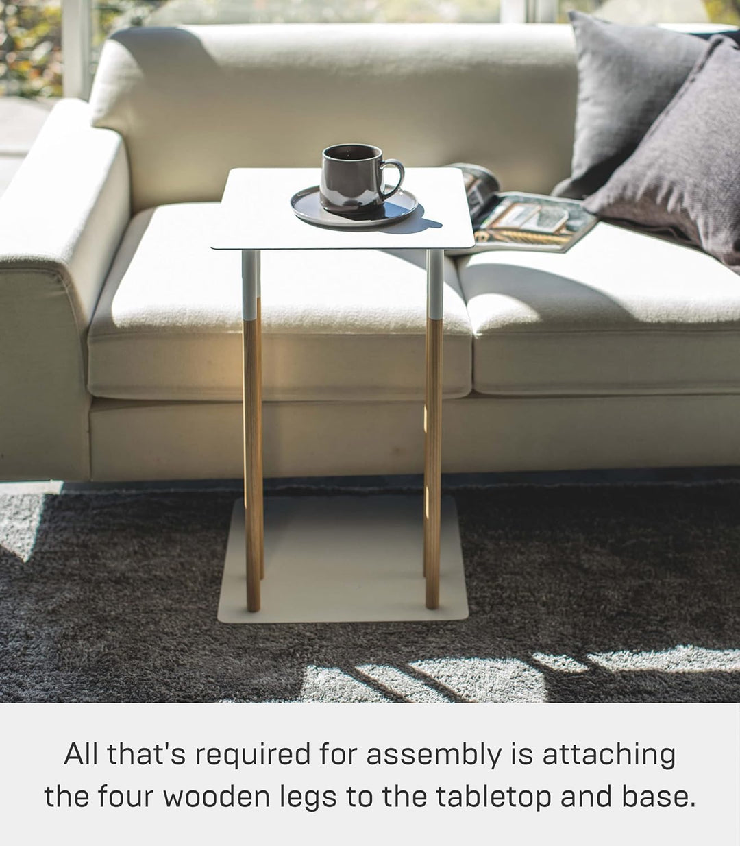 Yamazaki Sliding Sofa c end Table/Coffee Tray/Laptop Desk Beistelltisch, Stahl, Weiss, One Size, Wei