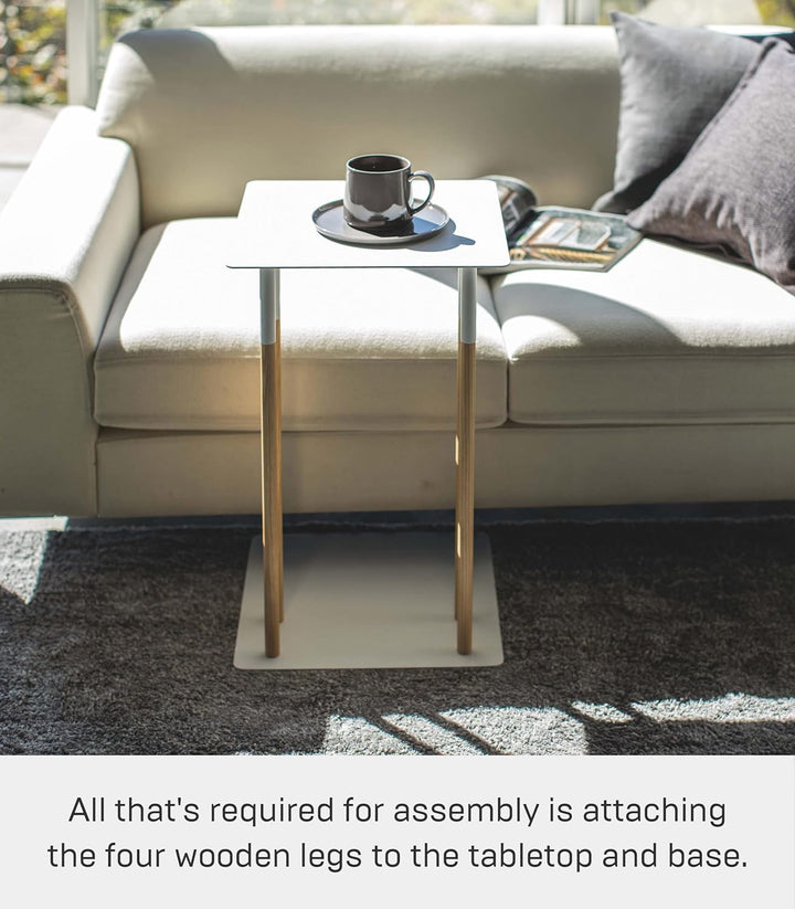 Yamazaki Sliding Sofa c end Table/Coffee Tray/Laptop Desk Beistelltisch, Stahl, Weiss, One Size, Wei