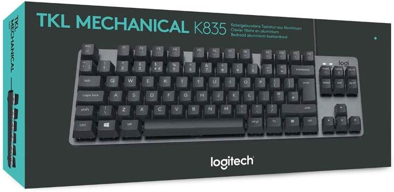 Logitech K835 TKL Kabelgebundene Mechanische Aluminium Tastatur - Tenkeyless PC Keyboard mit kompakt