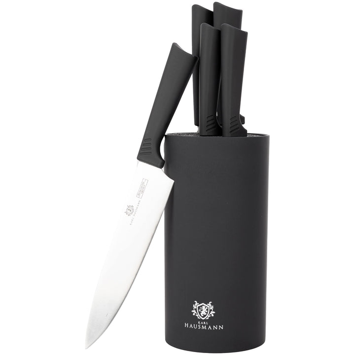 Messerblock mit Messer-Set - 6 teilig, Küchenmesser Set Edelstahl ink. Kochmesser, Brotmesser, Schäl