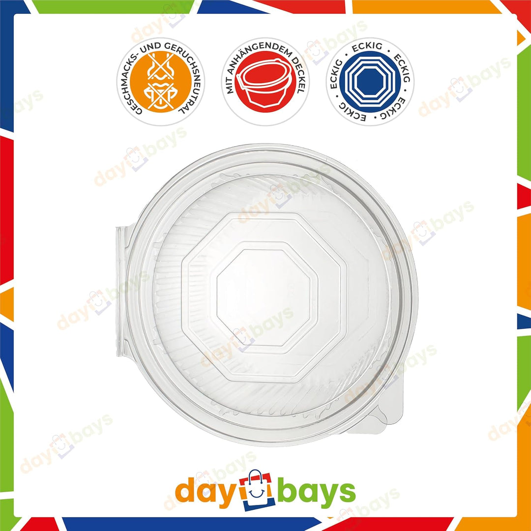 Haushaltsbox PP 8 Eckig Salat-Box Alpha mit anhängendem Deckel Transparent Salad Cups Verpackungsbec