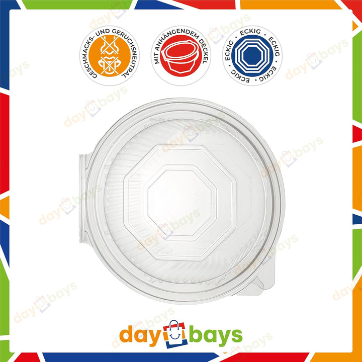Haushaltsbox PP 8 Eckig Salat-Box Alpha mit anhängendem Deckel Transparent Salad Cups Verpackungsbec