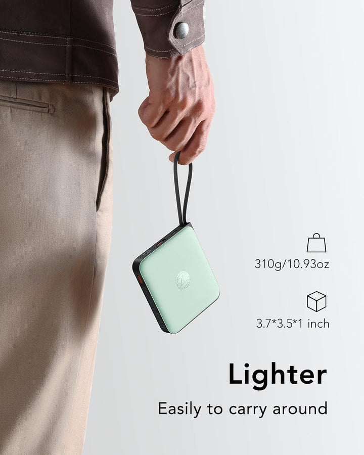 VRURC Power Bank 20000mAh mit Kabel Klein USB C Powerbank Schnelles Aufladen Mini Tragbares Ladegerä
