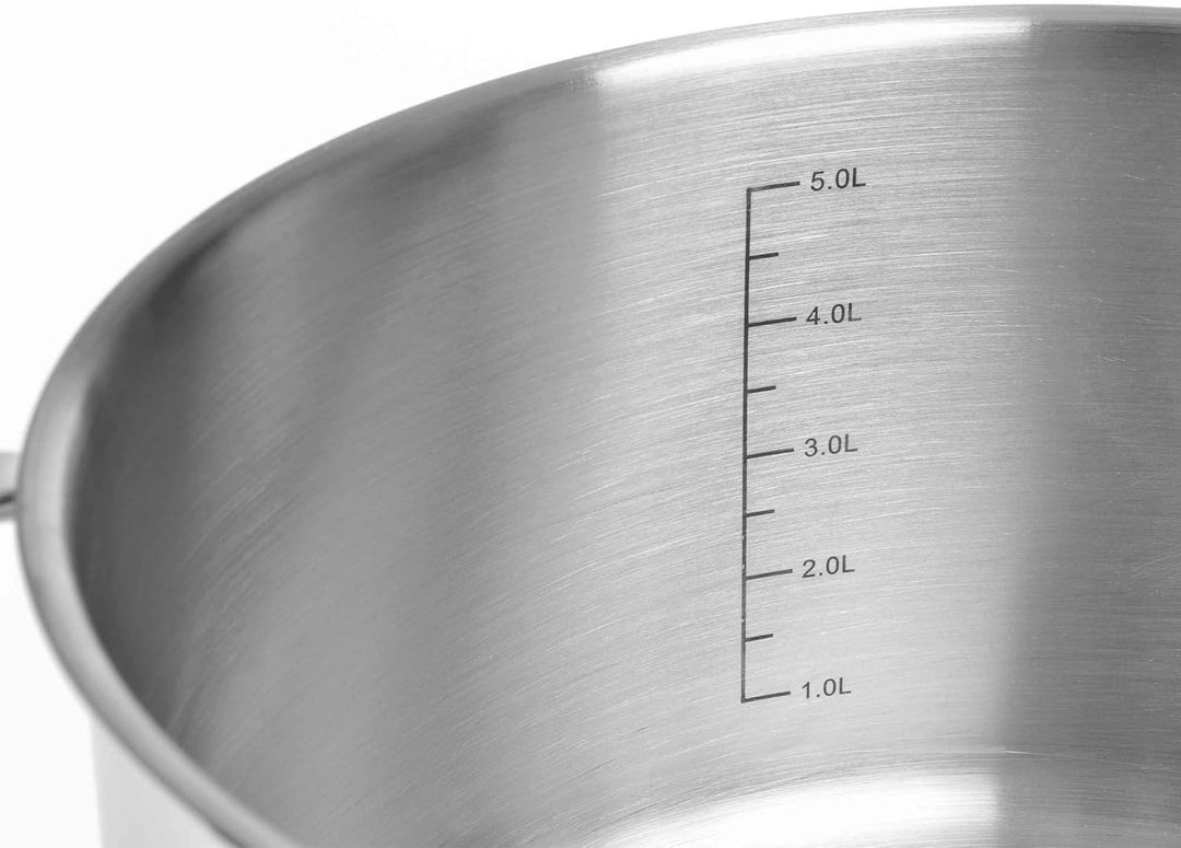 GRÄWE Kochtopf inkl. Glasdeckel, 5 l, Spülmaschinengeeignet, Topf für Induktion, gross, Edelstahl, Ø