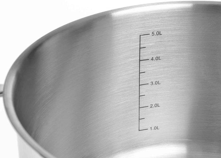 GRÄWE Kochtopf inkl. Glasdeckel, 5 l, Spülmaschinengeeignet, Topf für Induktion, gross, Edelstahl, Ø