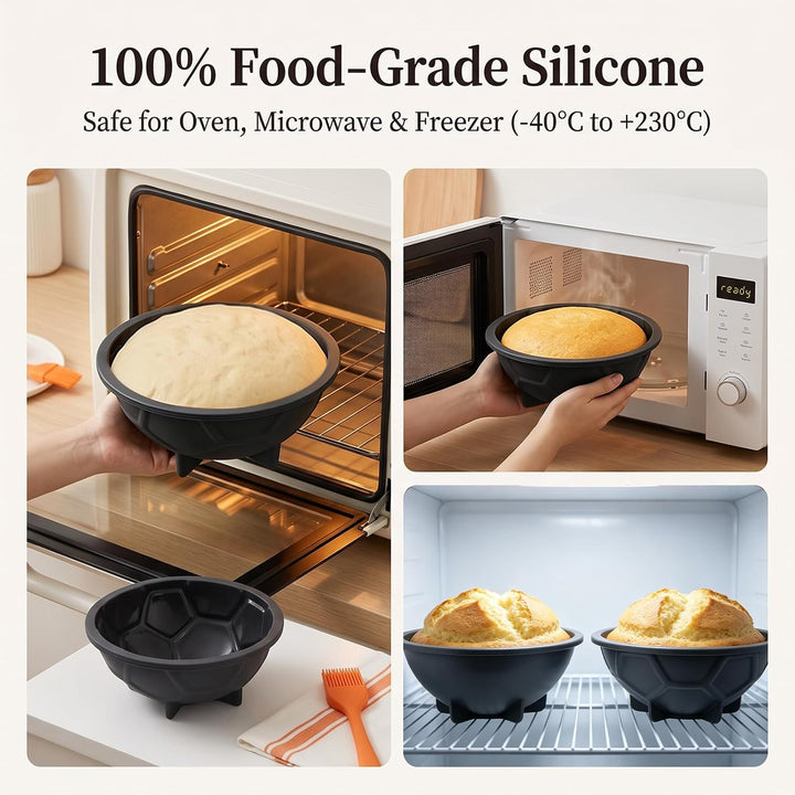 VINATO 3 in 1 Halbkugel Silikonform 2 Stück Brotformen zum Backen Silikon Backform mit Sockel Antiha