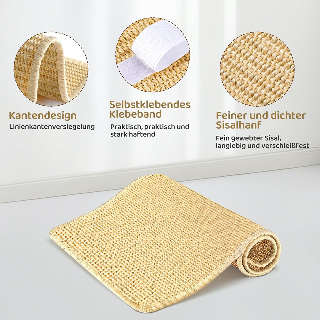 Kratzmatte Katze,2 Stück Kratzbretter Katze Wand,Sisal Teppich für Katzen, Selbsthaftender Kratzwand
