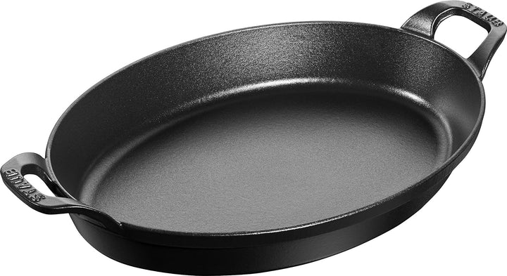 STAUB Stapelbare Auflaufform, oval Schwarz 37 cm, Schwarz 37 cm
