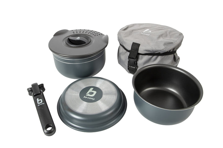 Bo-Camp Kochset Trekking Aluminium Camping Kochgeschirr Alu Topf Pfanne 5-teilig