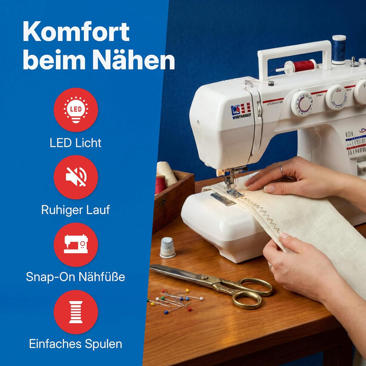 W6 WERTARBEIT N 1235/61 Nähmaschine (Freiarm Super Nutzstich-Nähmaschine (29 Programme)) weiss Stand