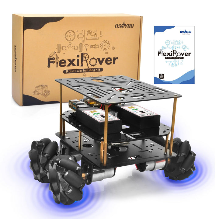 OSOYOO FlexiRover Roboter-Auto-Kit für Raspberry Pi - Kompatibel mit Pi 2/3/4/5, 520 Motoren mit Enc