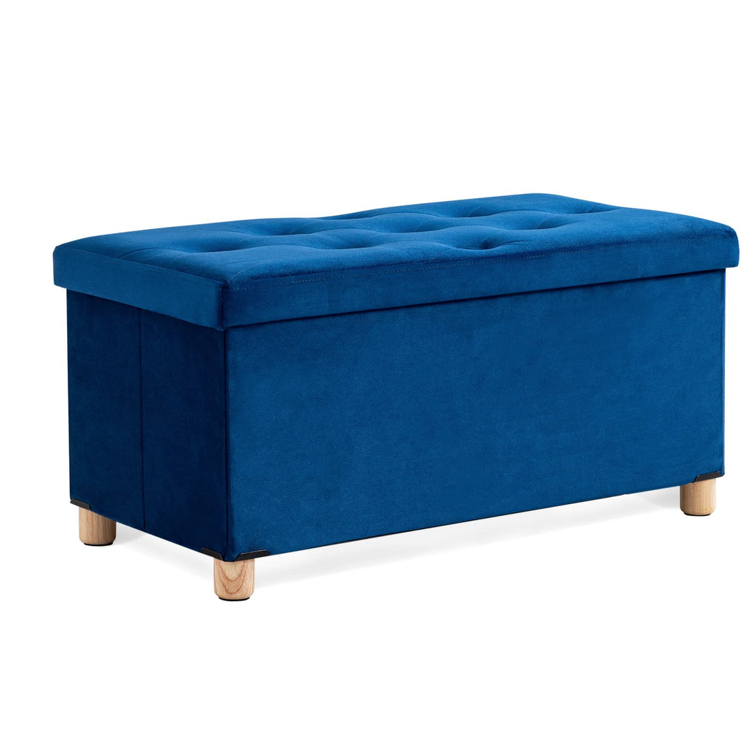 BRIAN & DANY Sitztruhe Sitzhocker Fusshocker mit Stauraum und Deckel mit Holzfüssen, 76 x 38 x 38 cm