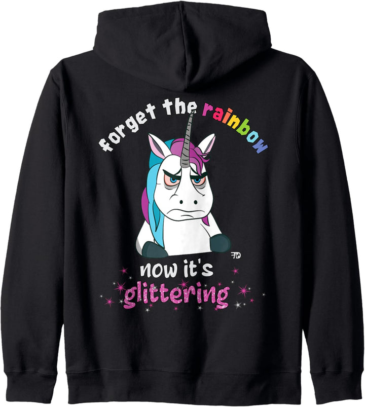 Now it´s glittering, lustiges grimmiges Einhorn mit Tasse Kapuzenjacke
