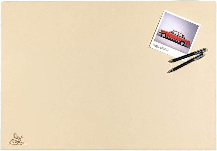 Centaur - Hochwertige Leder Schreibtischunterlage mit 90° Kantenschutz - Champagner Beige 55x80 cm -