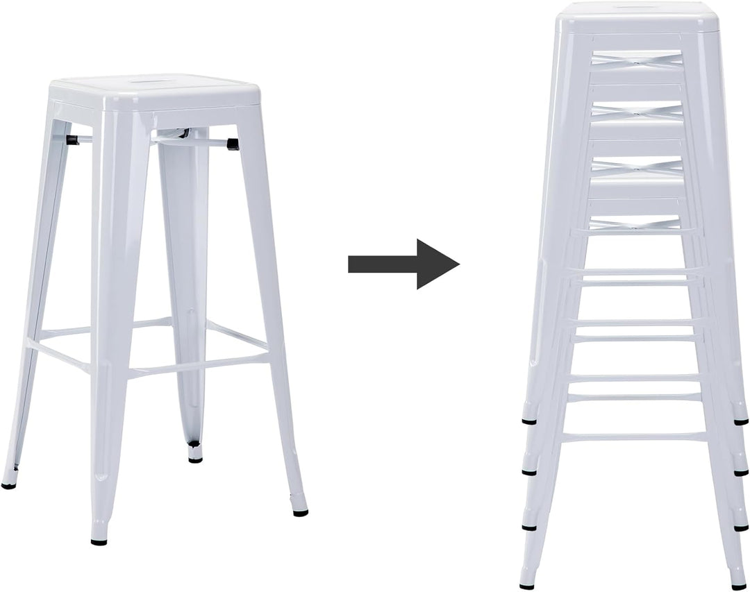 Duhome Barstuhl Eisen Barhocker, Sitzhöhe 76cm Tresenhocker, Stapelbar Metall Bistrohocker mit Fusss