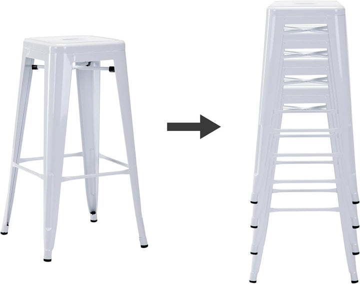 Duhome Barstuhl Eisen Barhocker, Sitzhöhe 76cm Tresenhocker, Stapelbar Metall Bistrohocker mit Fusss