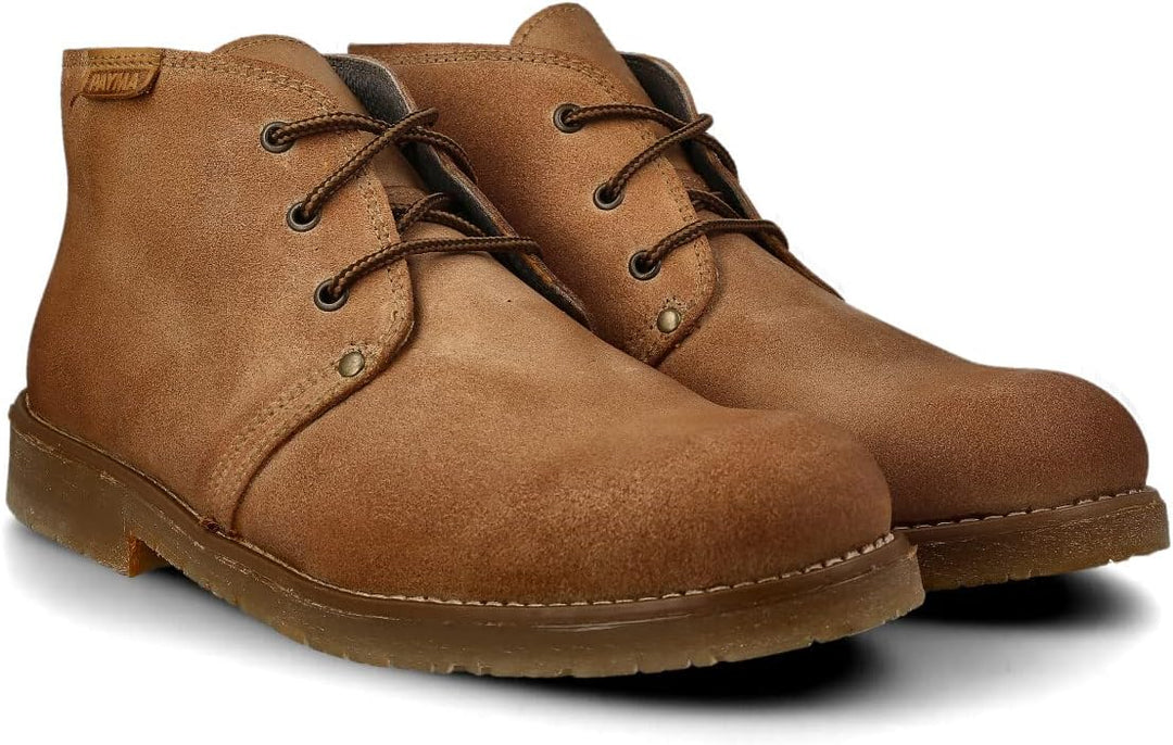 PAYMA - Rustikale Safari Leder und Nobuk Stiefel für Herren. Chukka Boot Schuhe Casual, Outdoor und