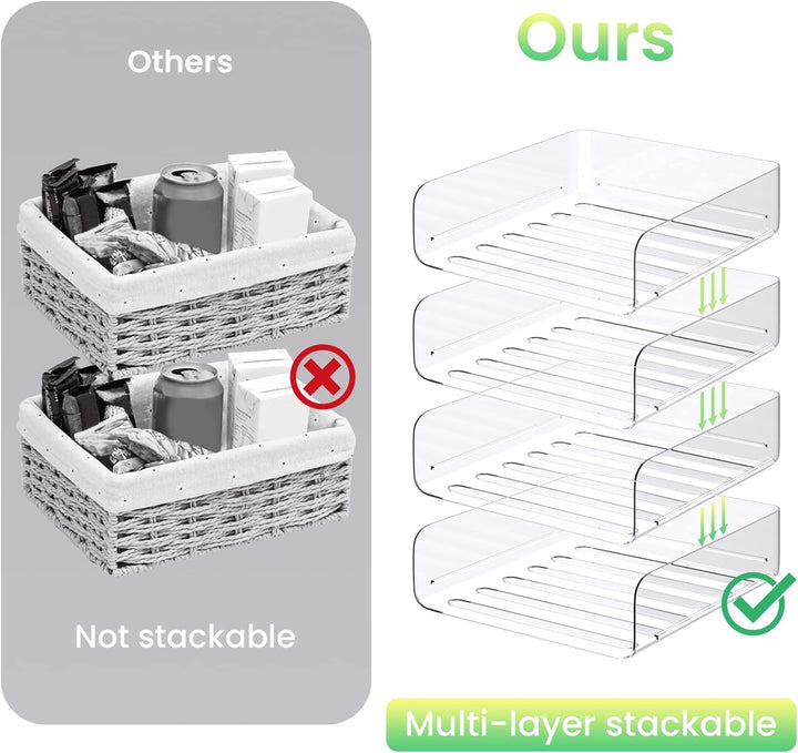 Tomorotec Schreibtisch-Briefablage-Set, 4er-Pack, Frontlader, A4-Grösse, transparent, PET, stapelbar