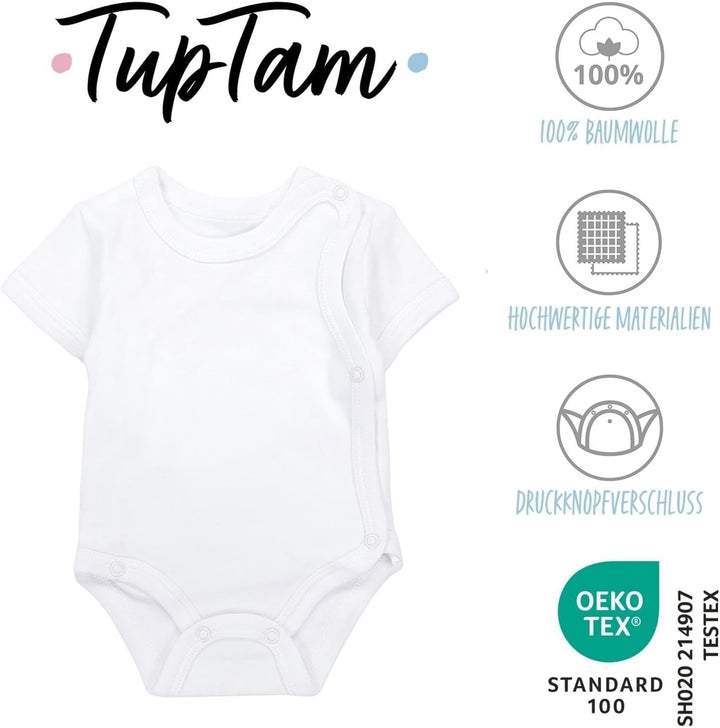 TupTam Baby Body Kurzarm 5er Pack – Wickelbody Body Baby aus Baumwolle für Jungen und Mädchen 50 Wei