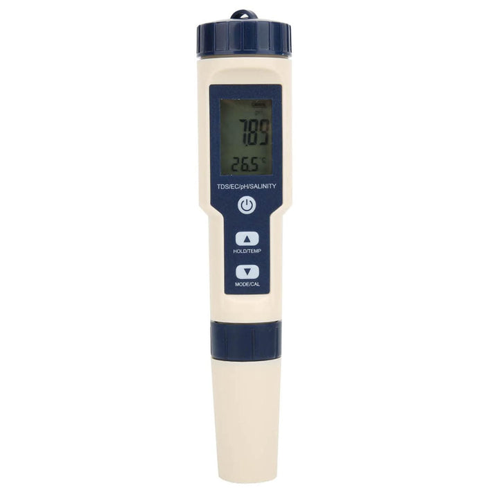 Digitales PH/Salzgehalt/Temperatur/TDS/EC-Meter, IP67 Tragbarer multifunktionaler Wasserqualitätsdet
