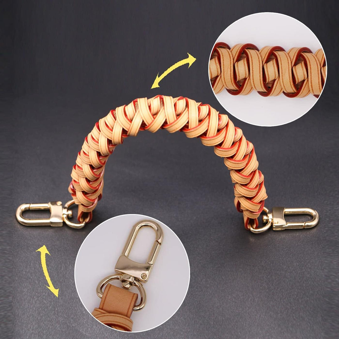Senral Top Handle Neonoe Strap Geflochtener Echtleder-Griff 31cm,Geflochtener Griff für Beaubourg Ho