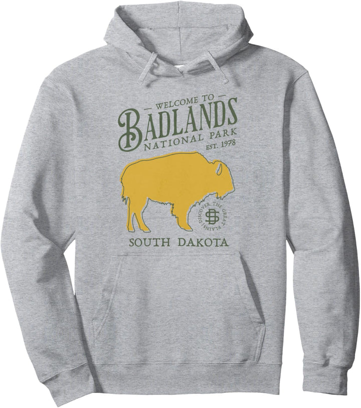 Vintage Badlands South Dakota US Nationalpark Bison Pullover Hoodie